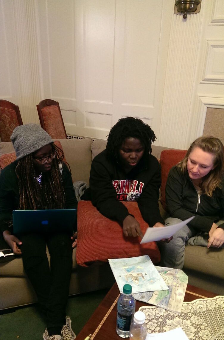 Judges Deborah Ahenkorah, Golden Baobab staff member, Eunice Ahenkorah and Maria Vertkin, the second Grinnell Prize winner, also lent her support